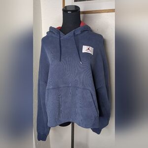 Jordan Nike Women’s Cropped Kangaroo Hoodie Navy Blue Size XL Flight Basketball